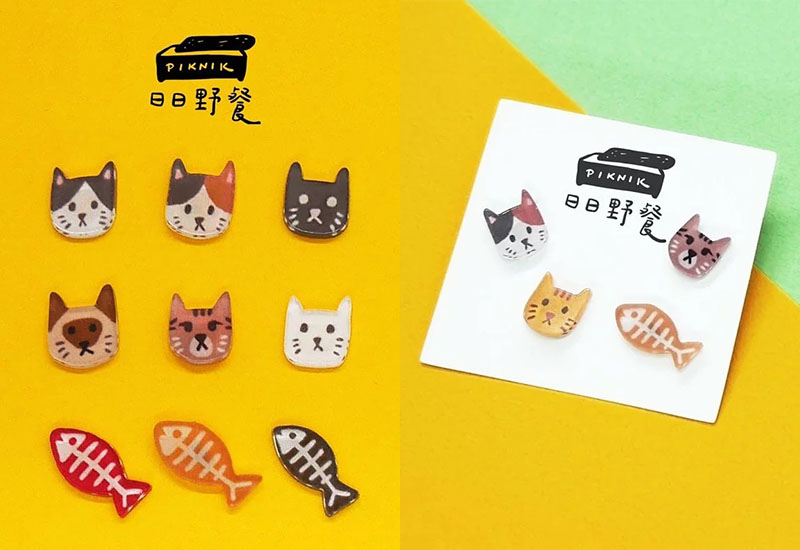 日日野餐 貓貓耳環耳夾別針(多款可選)